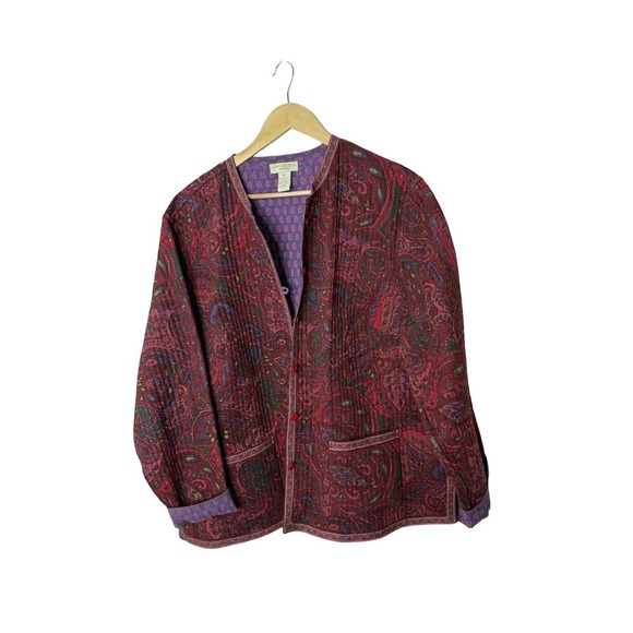 appleseeds Jackets & Blazers - Vintage Appleseeds Reversible Quilted Jacket Womens 2X paisley Boho Cottage